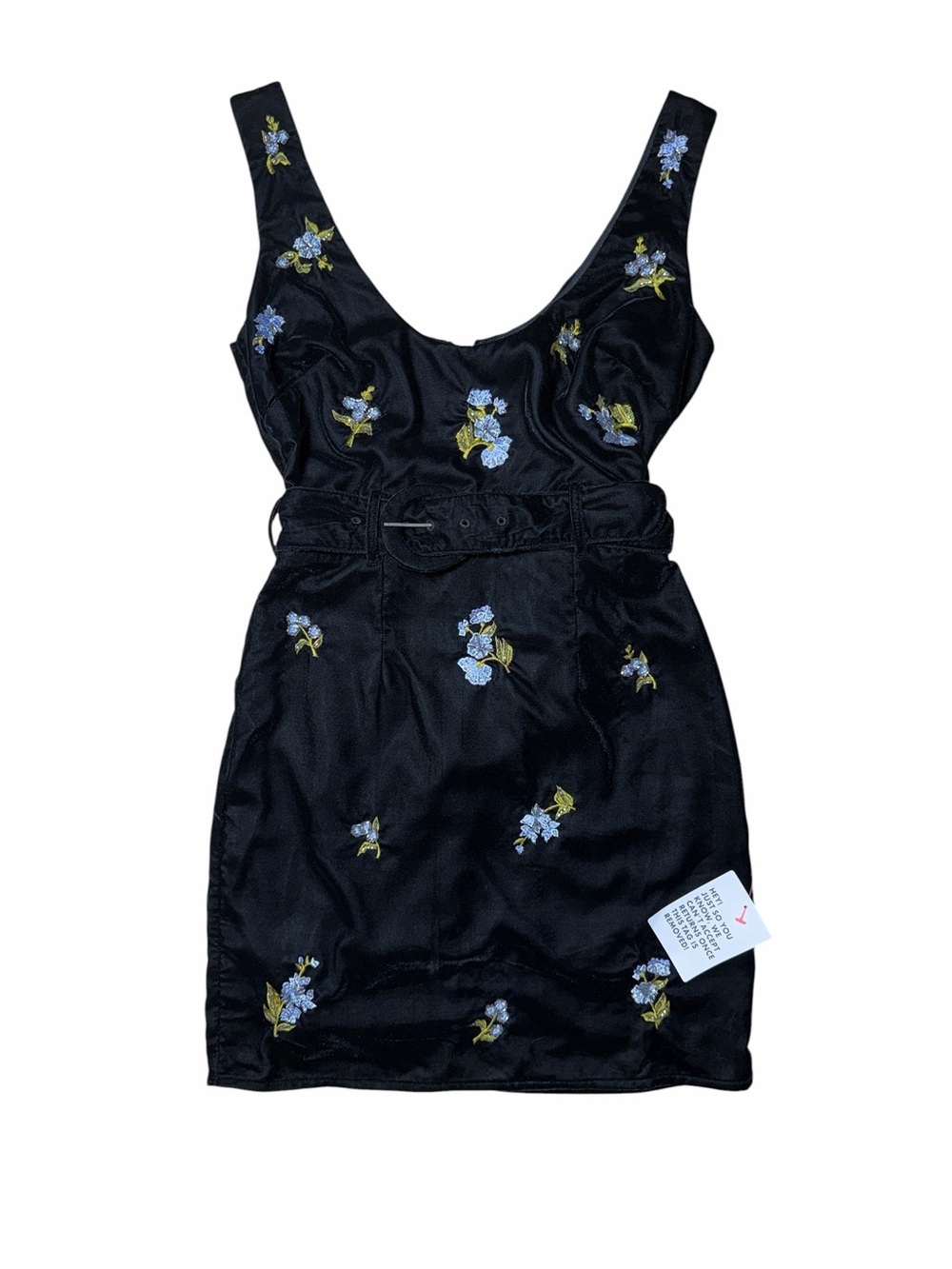 Asos Black Velvet Floral Embellished Minu Dress Womens US 2/XS